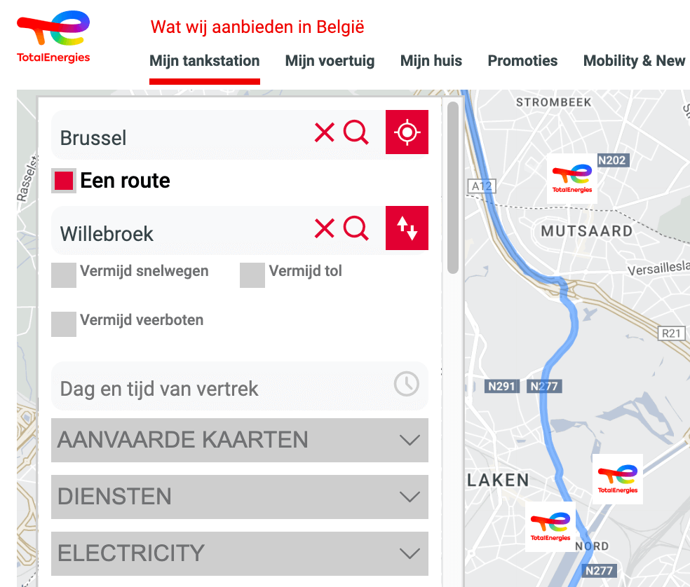 Eine erweiterte Suche nach Einzugsgebiet und in der Nähe einer Route