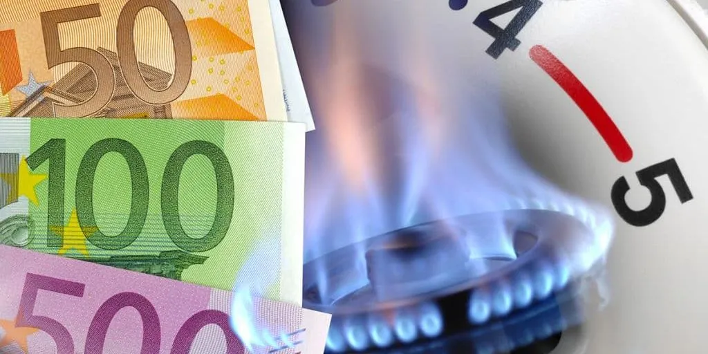 banconote in euro e fornello del gas