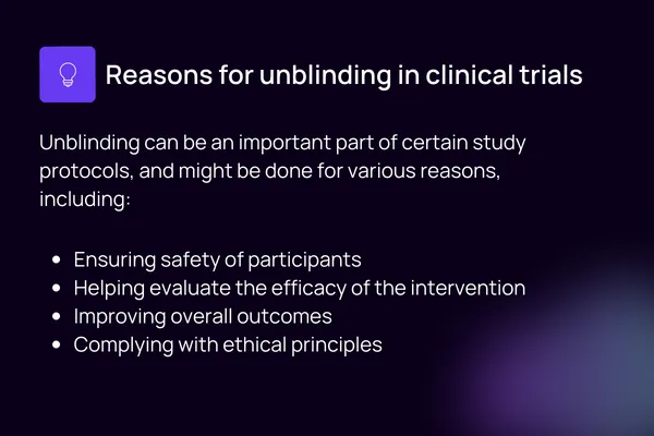 reasons for unblinding in clinical trials