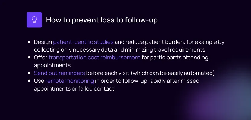 Loss to follow up prevention