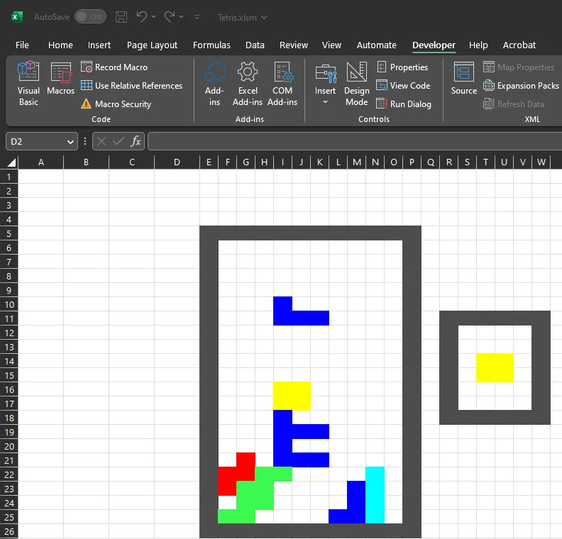 Tetris In Excel