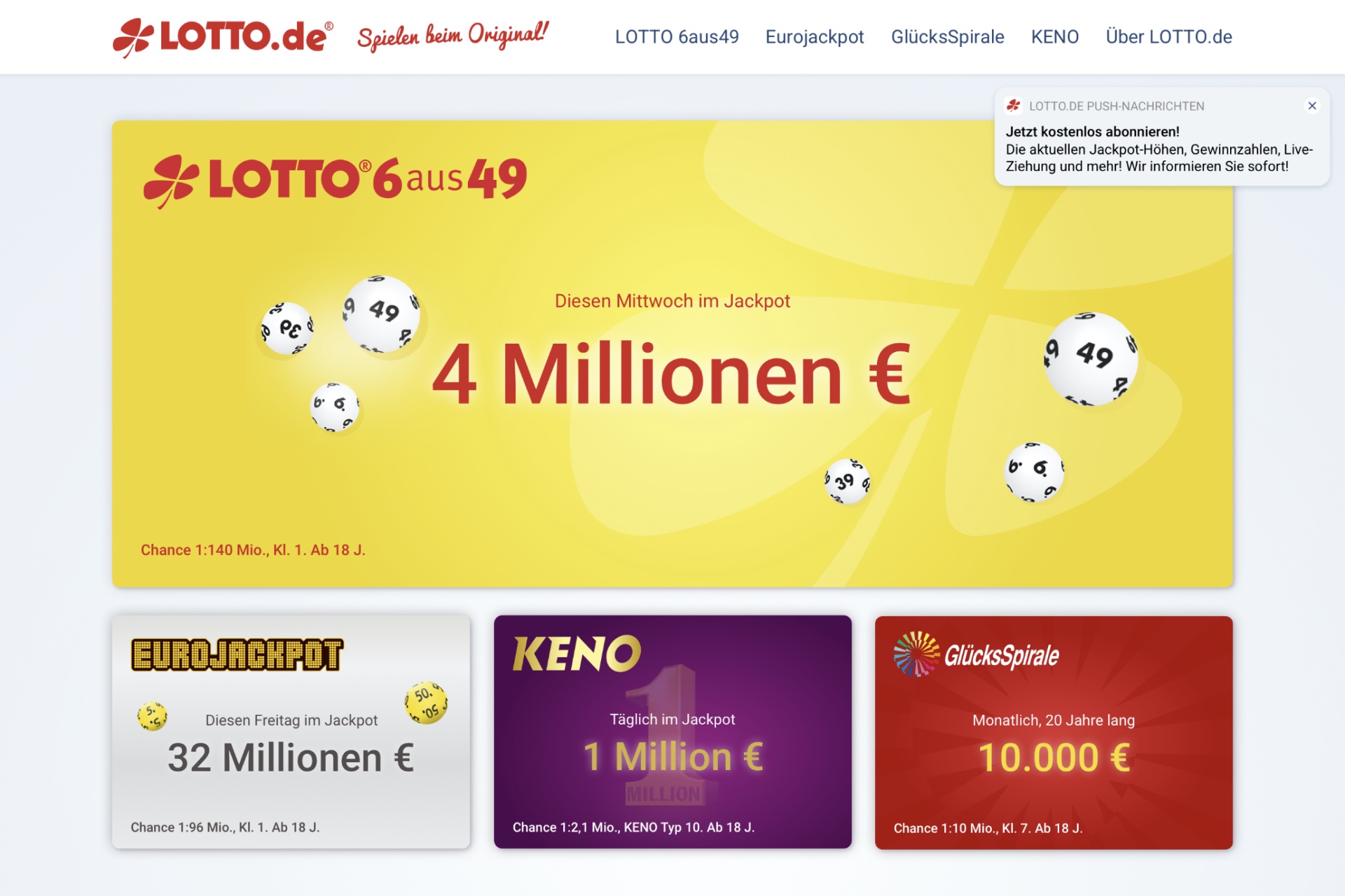 Lotto Niedersachsen Desktop Screenshot